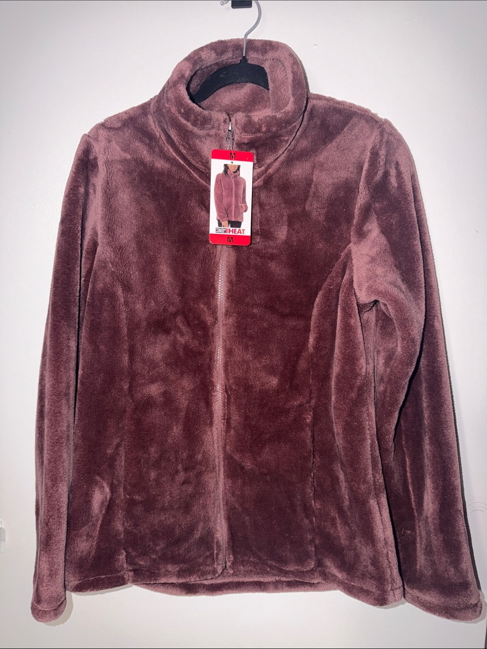 Woman Plush Full-Zip Jacket - Mauve Pink